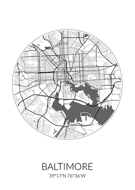 Baltimore Circle Map White