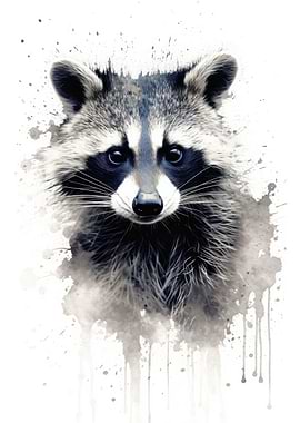Raccoon Ink Art
