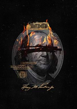 Burning Cash Dollar Bill