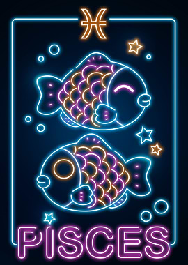 Retro Pisces Sign