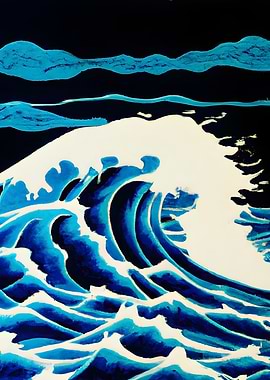 Big Blue Wave at Night