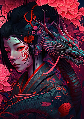 Geisha Dragon Neon