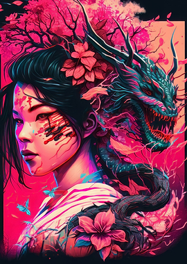 Geisha Dragon Neon
