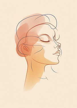 Woman Face Line Drawing