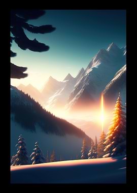 Snowy Mountains And Trees