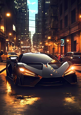 Supercar Night City Lights