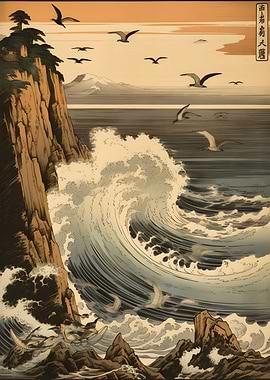 Harsh Coast Ukiyo e