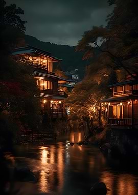 Onsen city in Japan
