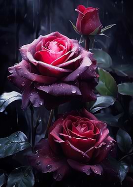 Darkened Red Roses