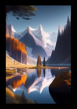 Snowy Mountains And A Lake