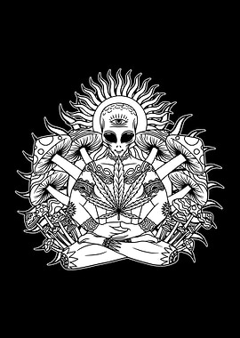 meditating alien BnW