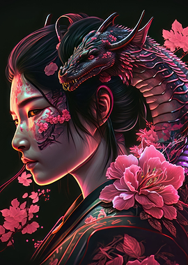 Geisha Dragon Neon