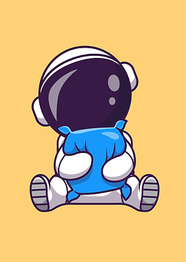 Cute astronaut sleeping