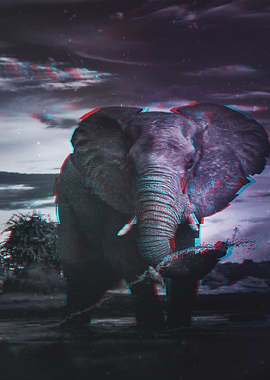 Colorful Glitch Elephant
