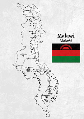 Handdrawn Malawi Map