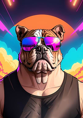 cute dog retro style