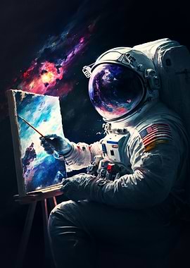 Astronaut holding brush