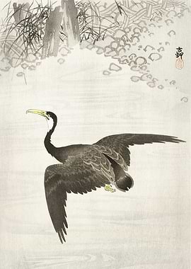 Ukiyo e Cormorant