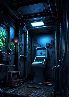 fantasy cyberpunk toilet