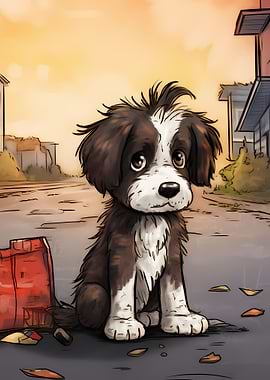 alone dog on the street