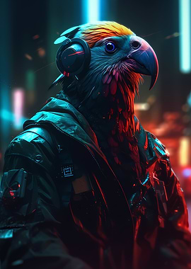 Cyberpunk Steampunk Parrot