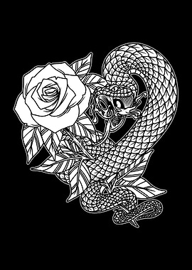 Viper and Red Roses BnW