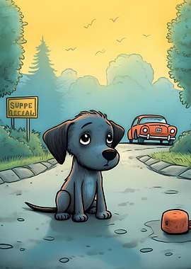 alone puppy on the street