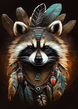 Raccoon aztec style animal
