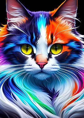 Colorful cat portrait