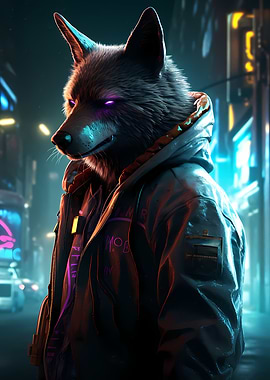 Cyberpunk Steampunk Wolf