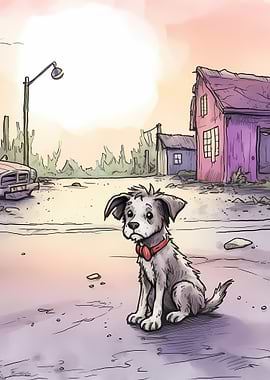 sad dog on the street