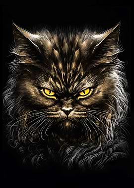 Pluffy cat black gold