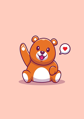 Cute Bear Waving Hand