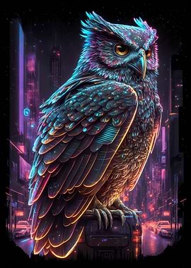 Owl Cyberpunk style