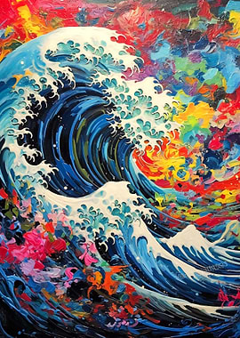 Colorful Kanagawa Wave