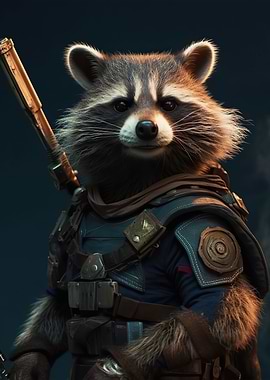 Racoon warrior
