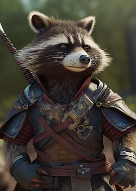 Racoon warrior
