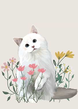 Fluffy White Cat