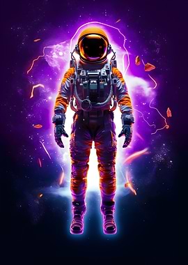 Magenta Neon Astronaut