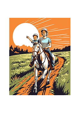 Horse Rider Mom Mother Son