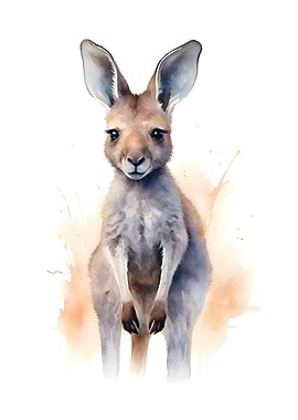 Kangaroo Watercolor
