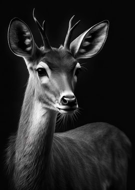 Black and White Deer Art