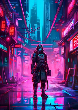 samurai cyberpunk city