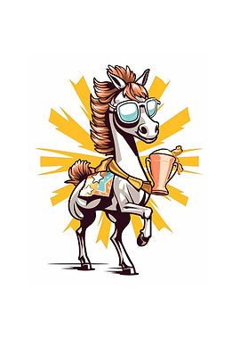 Horse With Trophy Wearing