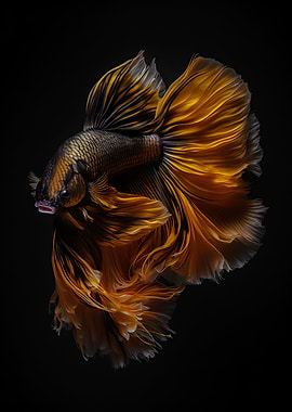 betta fish gold balck