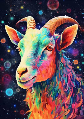 Goat Colorful In Planets
