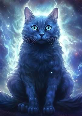 mystical black cat' Poster, picture, metal print, paint by
