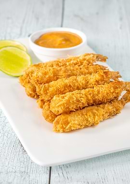 Shrimp tempura with sauce
