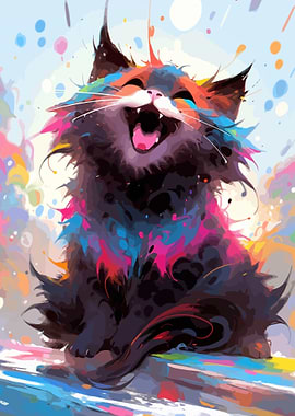Colorful Laughing Cat