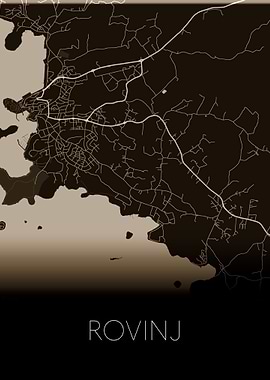 Rovinj gold and black map